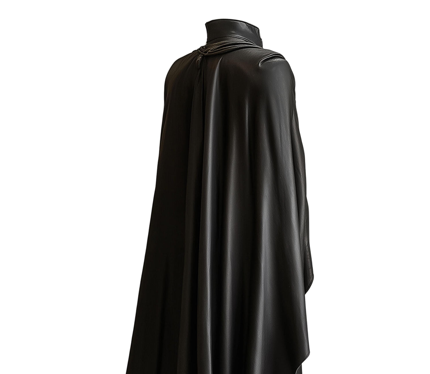 Duke Of Shadows - Handmade Pure Black Leather Medieval Cloak, Leather Renaissance Cloak With Vest For Festival, Ren Faire Fantasy Costume