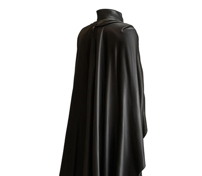 Duke Of Shadows - Handmade Pure Black Leather Medieval Cloak, Leather Renaissance Cloak With Vest For Festival, Ren Faire Fantasy Costume