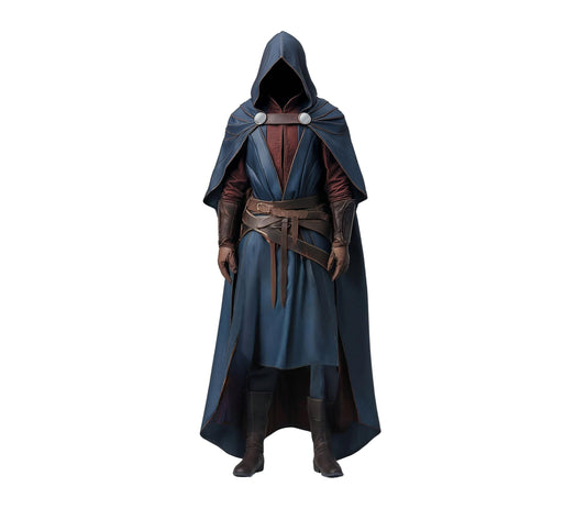 The Shadowed Ranger – Handmade Leather Assassin Outfit Cloak – Medieval Fantasy Hooded Cloak With Vest – DnD Inspired Wizard Costume