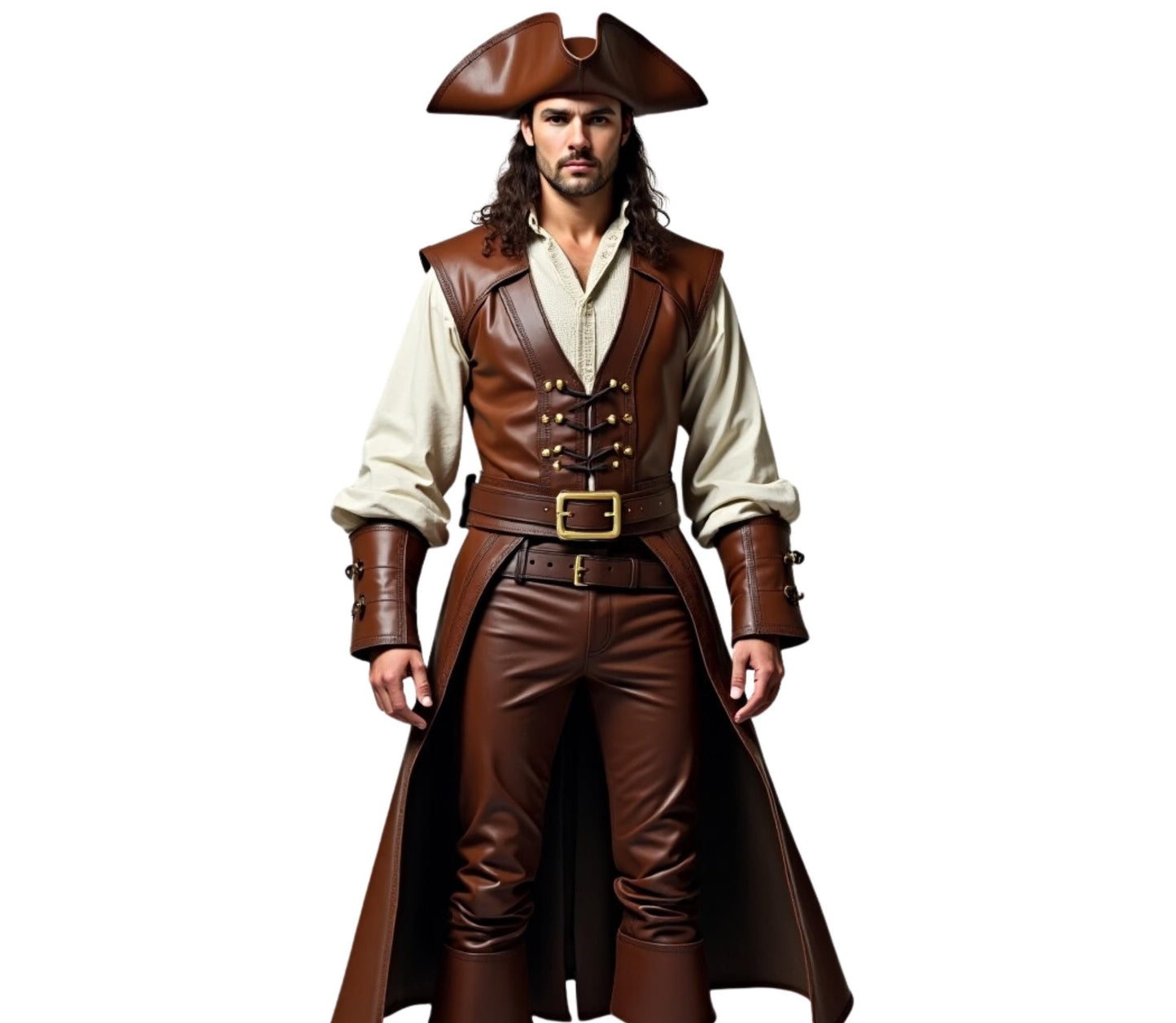 The Obsidian Mariner - Brown Pirate Costume - Captain Pirate Costume Renaissance Faire - Halloween Pirate Costume - Pirate Hat