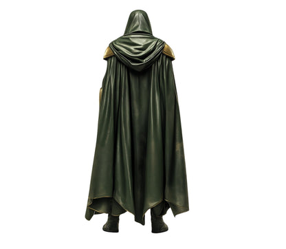 The Doom Warlord - Handmade Green Leather Superhero Hooded Cape with Vest - Dr Doom Costume For Cosplay