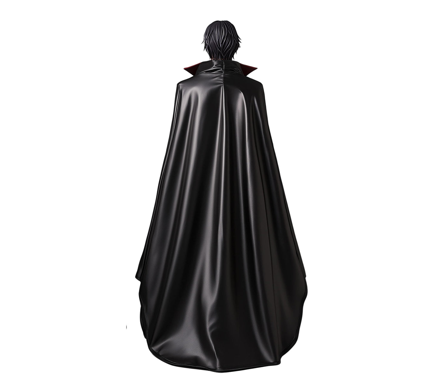 The Rebel King, Black and Red Leather High Collar Cloak and Vest, Lelouch Lamperouge Cosplay Costume, Anime Code Geass Lelouch Cosplay Cloak