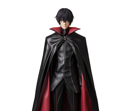 The Rebel King, Black and Red Leather High Collar Cloak and Vest, Lelouch Lamperouge Cosplay Costume, Anime Code Geass Lelouch Cosplay Cloak