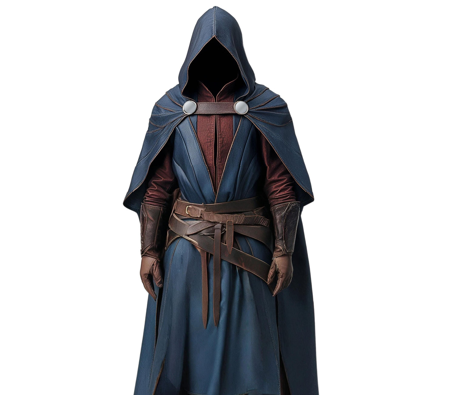 The Shadowed Ranger – Handmade Leather Assassin Outfit Cloak – Medieval Fantasy Hooded Cloak With Vest – DnD Inspired Wizard Costume