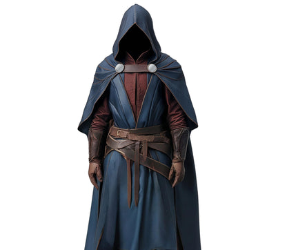 The Shadowed Ranger – Handmade Leather Assassin Outfit Cloak – Medieval Fantasy Hooded Cloak With Vest – DnD Inspired Wizard Costume