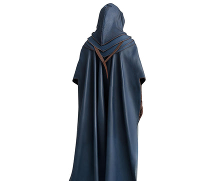 The Shadowed Ranger – Handmade Leather Assassin Outfit Cloak – Medieval Fantasy Hooded Cloak With Vest – DnD Inspired Wizard Costume