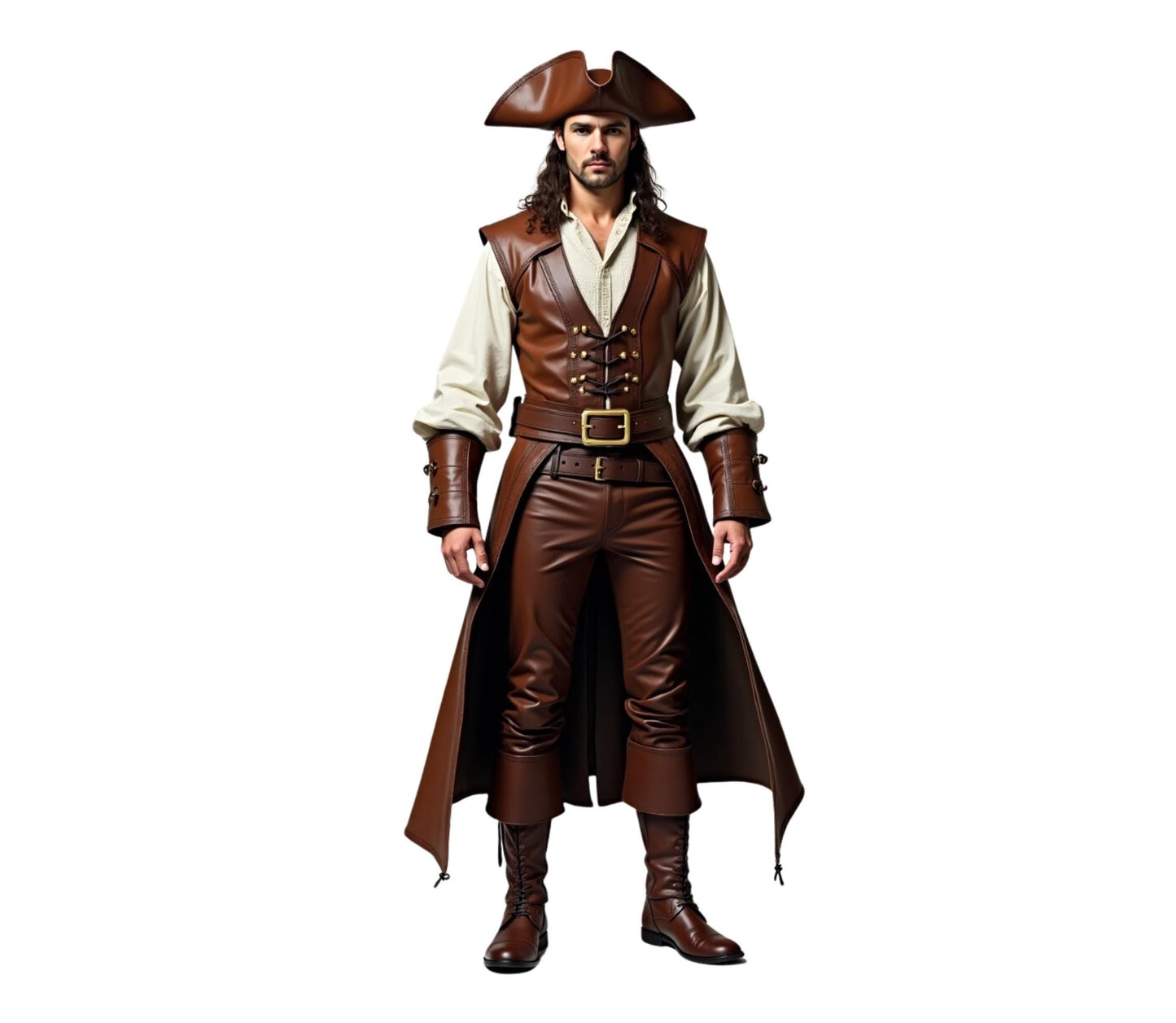 The Obsidian Mariner - Brown Pirate Costume - Captain Pirate Costume Renaissance Faire - Halloween Pirate Costume - Pirate Hat