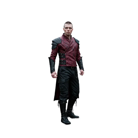 Draven Holtspire - Handmade Medieval Warrior LARP Armor – Steampunk Leather Trench Coat | Gothic Vampire Festival Outfit with Boots & Tunic