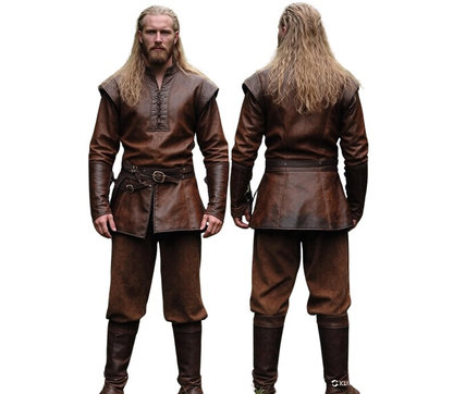 The Emerald Ranger Woodland Hero Dark Brown Leather Ren Fair Tunic - Handmade Leather Medieval Leather Renaissance Jacket - Cosplay Costume