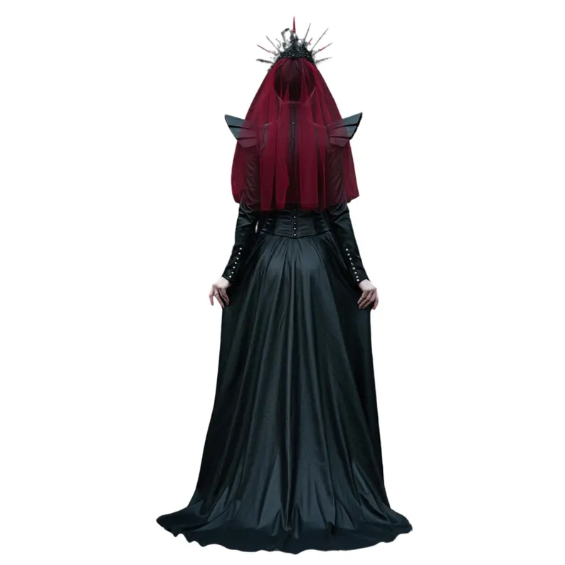 CRIMSON THRONE - Handmade Fantasy Leather Corset Gown - Evil Queen Cosplay -RenFaire Outfit - Gothic Wedding Dress - Fantasy Festival Outfit