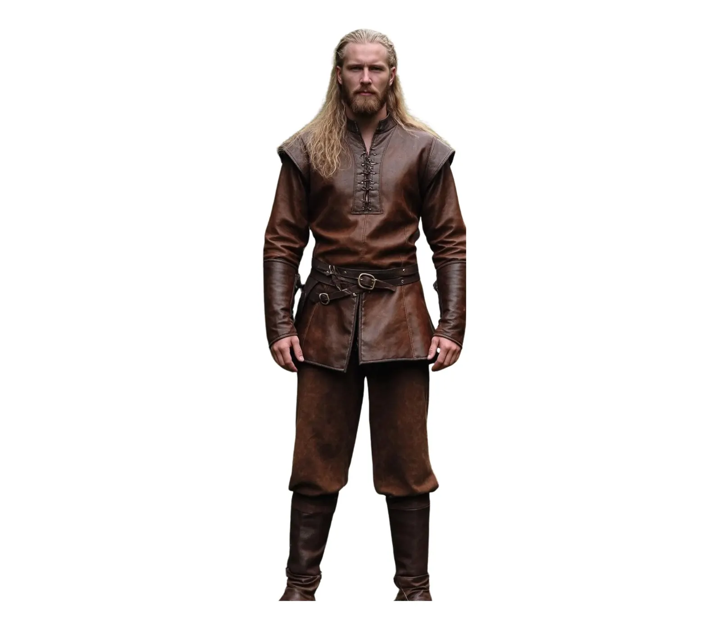 The Emerald Ranger Woodland Hero Dark Brown Leather Ren Fair Tunic - Handmade Leather Medieval Leather Renaissance Jacket - Cosplay Costume