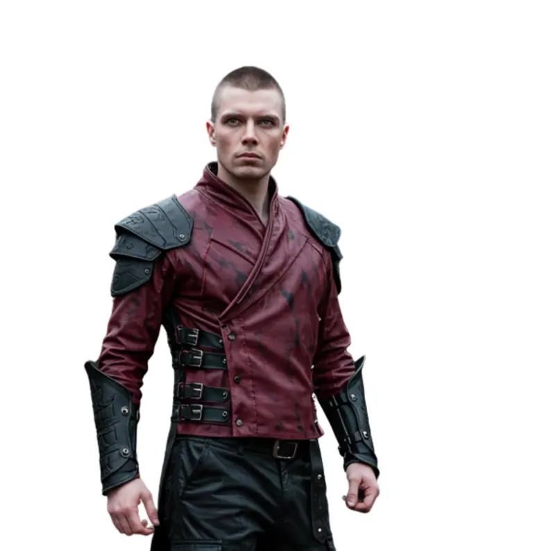 Draven Holtspire - Handmade Medieval Warrior LARP Armor – Steampunk Leather Trench Coat | Gothic Vampire Festival Outfit with Boots & Tunic