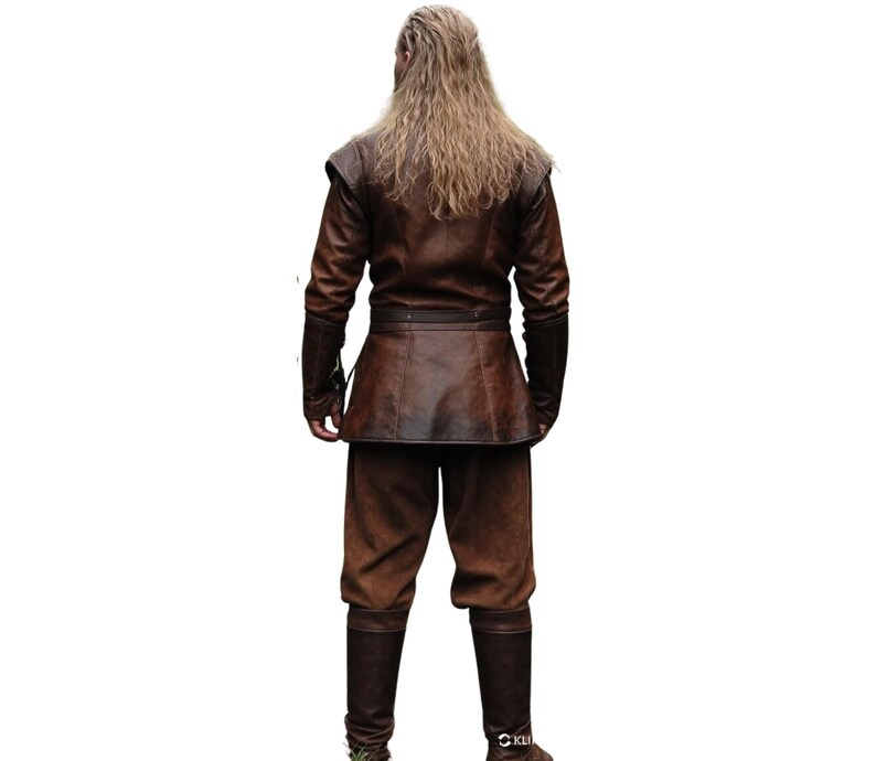 The Emerald Ranger Woodland Hero Dark Brown Leather Ren Fair Tunic - Handmade Leather Medieval Leather Renaissance Jacket - Cosplay Costume