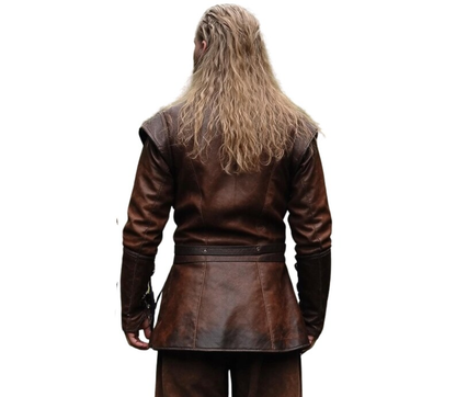 The Emerald Ranger Woodland Hero Dark Brown Leather Ren Fair Tunic - Handmade Leather Medieval Leather Renaissance Jacket - Cosplay Costume