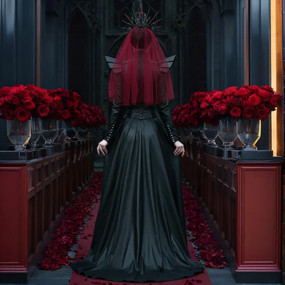 CRIMSON THRONE - Handmade Fantasy Leather Corset Gown - Evil Queen Cosplay -RenFaire Outfit - Gothic Wedding Dress - Fantasy Festival Outfit