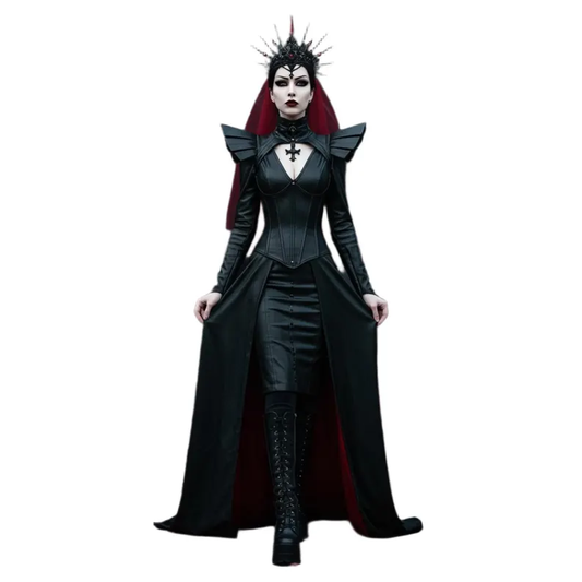 CRIMSON THRONE - Handmade Fantasy Leather Corset Gown - Evil Queen Cosplay -RenFaire Outfit - Gothic Wedding Dress - Fantasy Festival Outfit