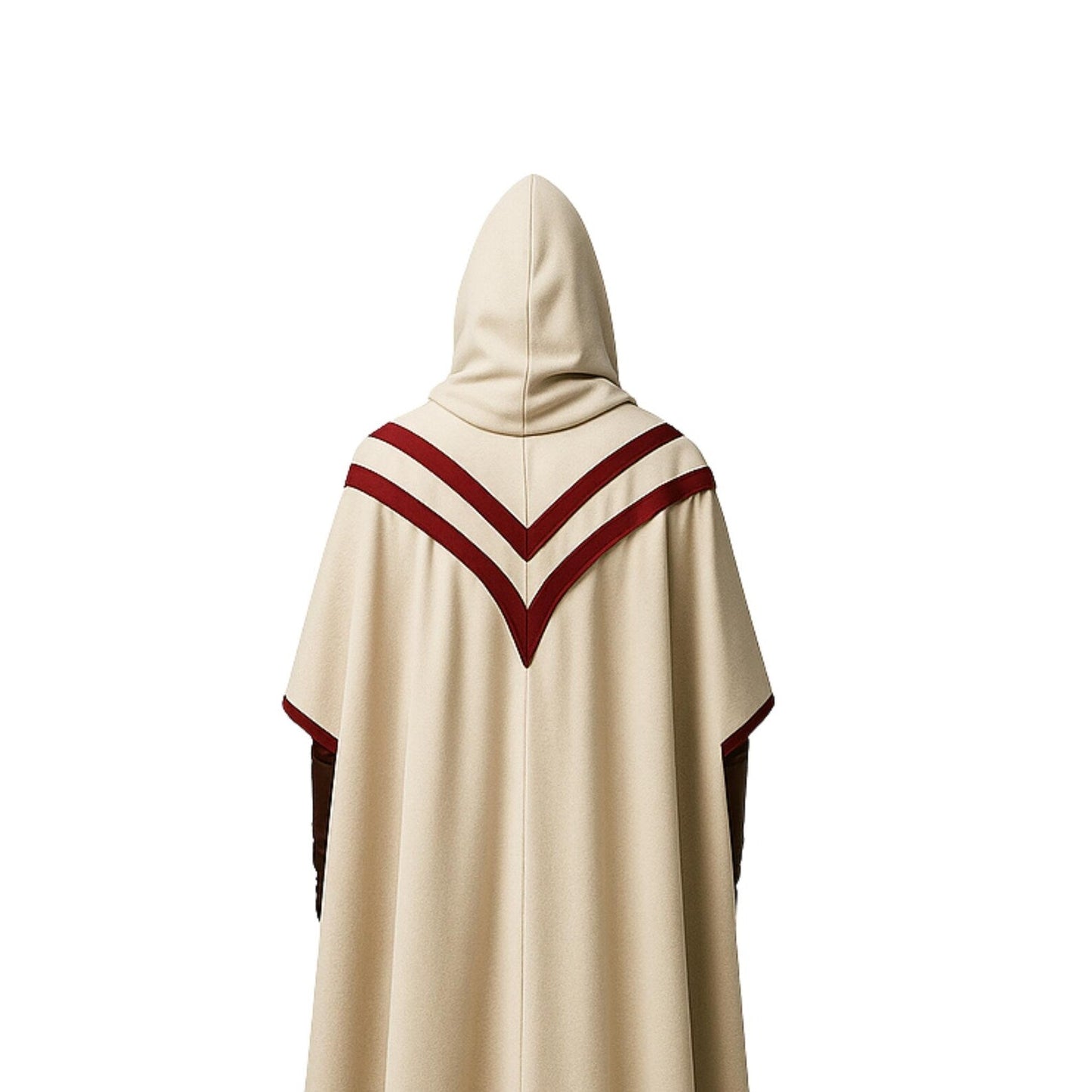 Medieval Hooded Ranger Cloak: Ivory Leather Vest, LARP Costume