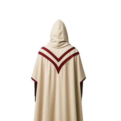 Medieval Hooded Ranger Cloak: Ivory Leather Vest, LARP Costume