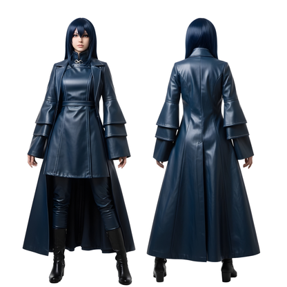Nightbound Enchantress – Leather Trench Coat with Matching Tunic – Anime Inspired Dark Fantasy Outfit for LARP, Cosplay & Ren Faire