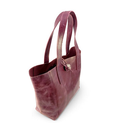 Leather Tote Bag for Women – Purple Full-Grain Cowhide Handbag | Elegant & Spacious