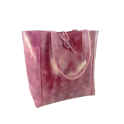 Leather Tote Bag for Women – Purple Full-Grain Cowhide Handbag | Elegant & Spacious
