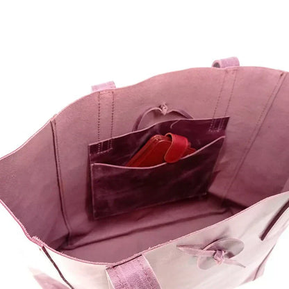Leather Tote Bag for Women – Purple Full-Grain Cowhide Handbag | Elegant & Spacious