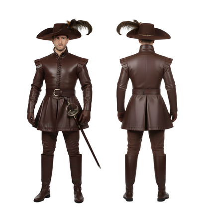 Royal Vindicator Leather Musketeer Costume – Men’s Renaissance Nobleman Duelist Outfit for LARP, Cosplay & Ren Faire