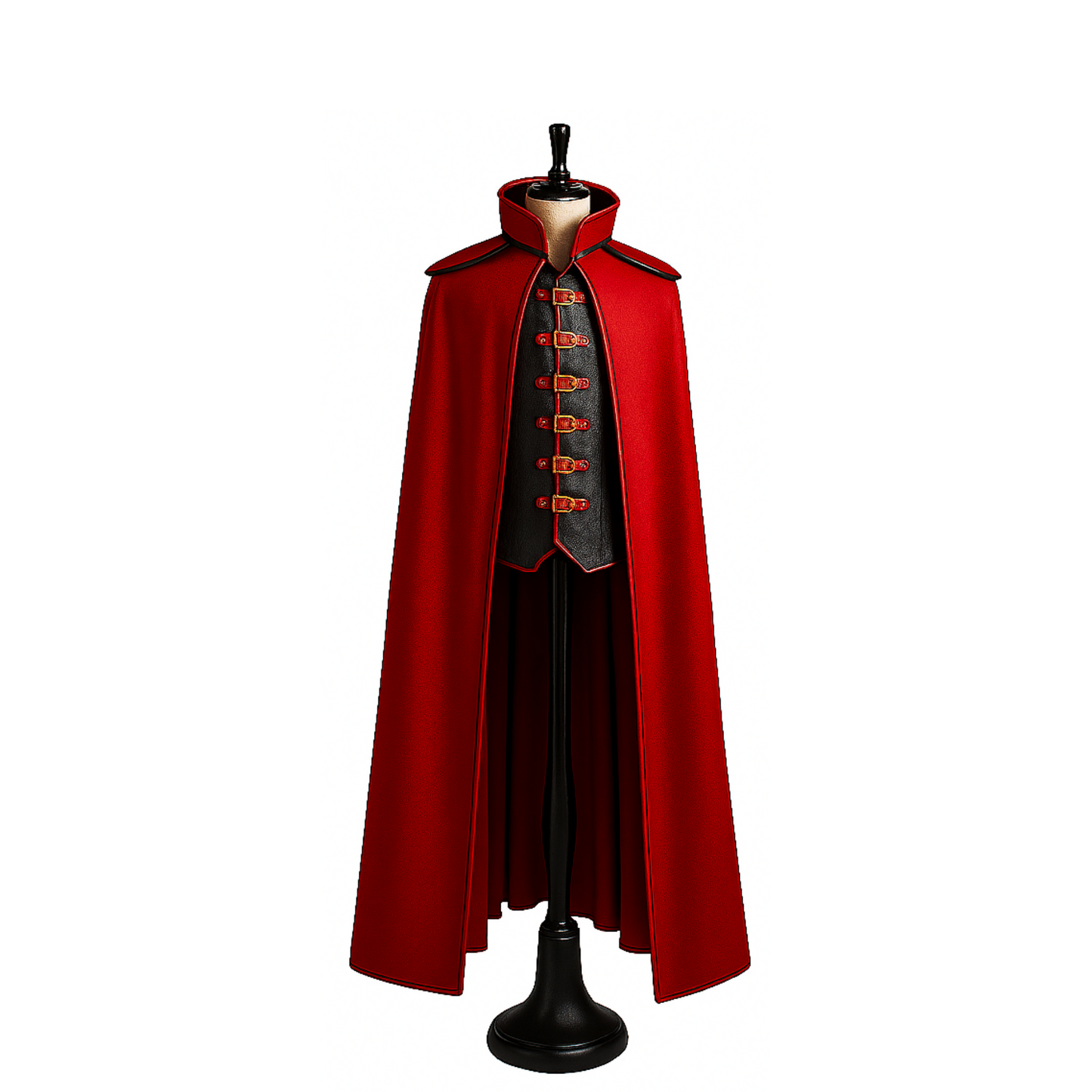 Handmade Leather Vampire Cloak with Vest: Gothic Cosplay Outfit