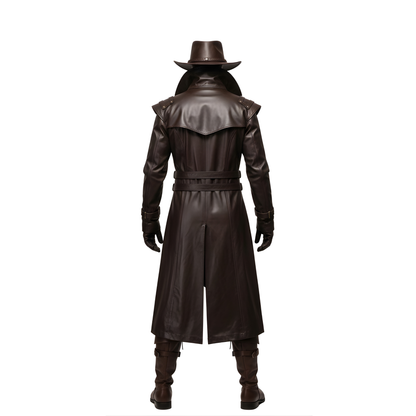 Steampunk Leather Trench Coat Costume: Gothic Hunter Outfit – Dark Fantasy LARP & Cosplay Wear