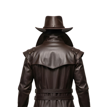 Steampunk Leather Trench Coat Costume: Gothic Hunter Outfit – Dark Fantasy LARP & Cosplay Wear