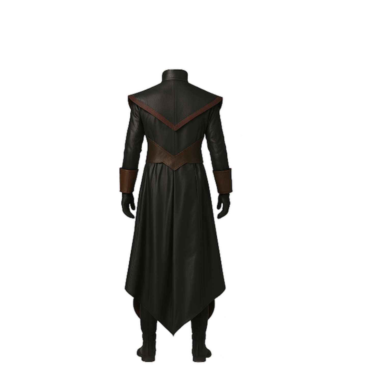 Black Leather Medieval Trench Coat: Gothic LARP Cosplay Costume