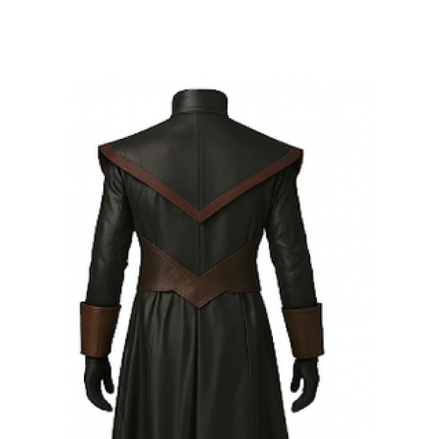 Black Leather Medieval Trench Coat: Gothic LARP Cosplay Costume