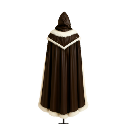 Frostborne Warden Cloak & Vest: Cowhide Leather, Fur Trim, Viking LARP Costume