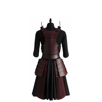 Burgundy Leather Samurai Armor Vest: Handmade Ronin Cosplay Costume