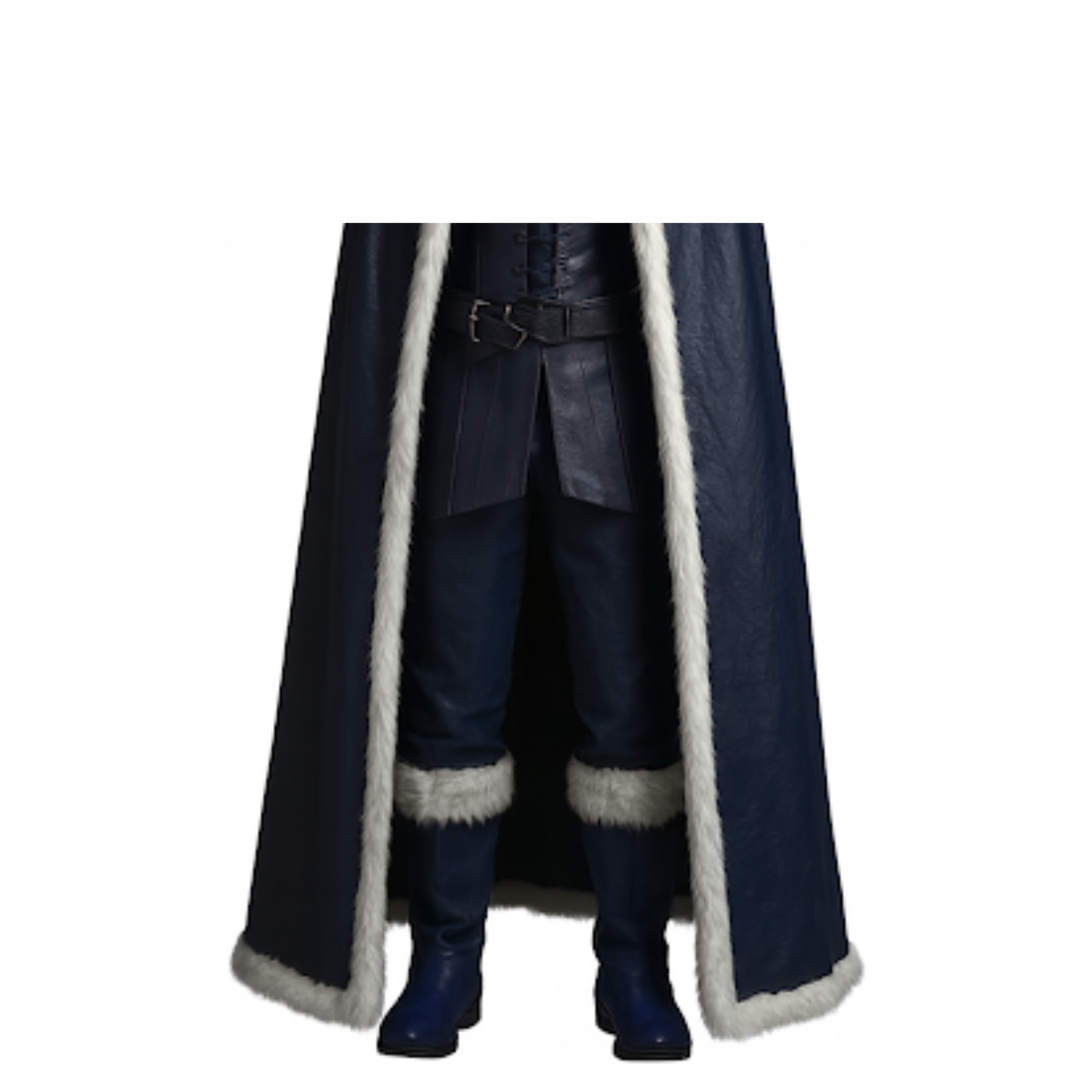 The Northern Frost Walker - Viking Winter Fur Cloak Costume - Blue Hooded Medieval Ranger LARP & Fantasy Cosplay, Halloween Outfit