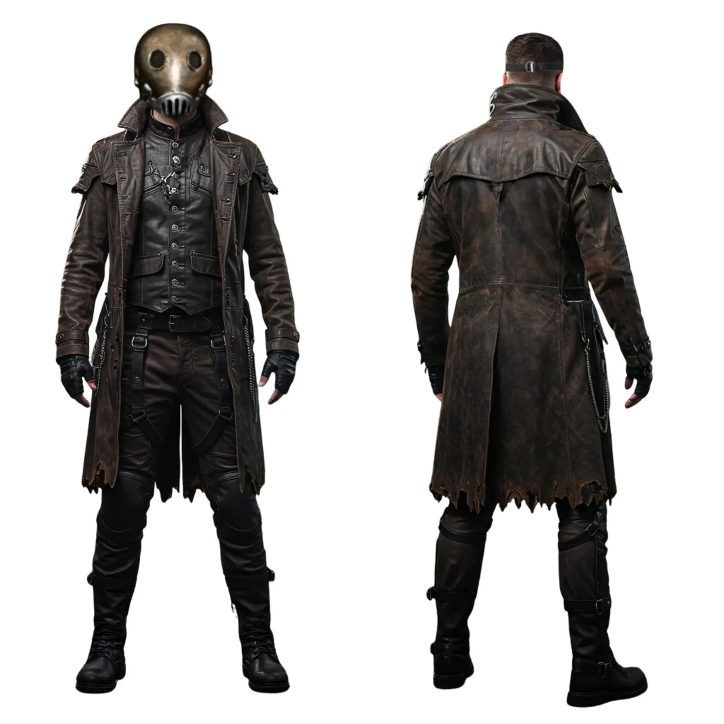 The Plague Reaper - Gothic Steampunk Costume - Post Apocalyptic Vampire Hunter Cosplay - Halloween Leather Outfit for Men