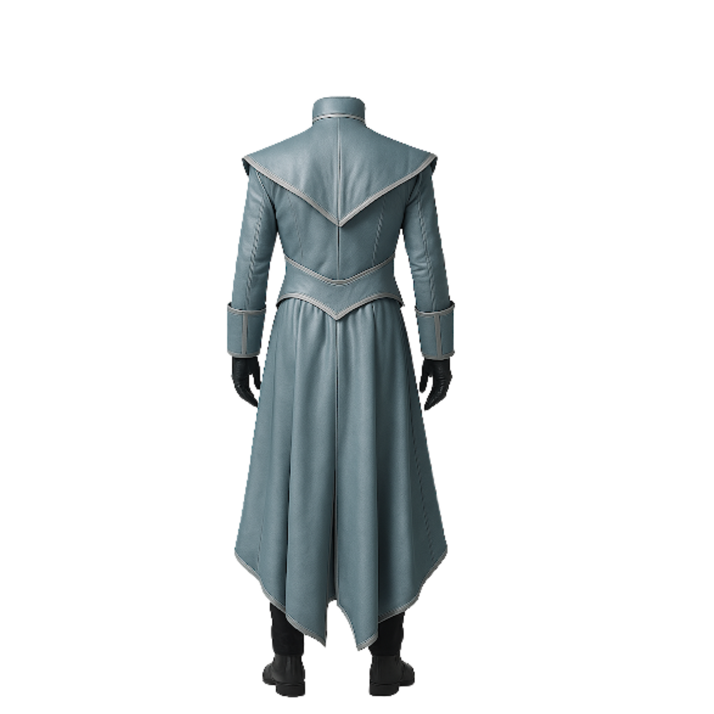 Medieval Leather Trench Coat: Gothic High Collar, LARP Cosplay