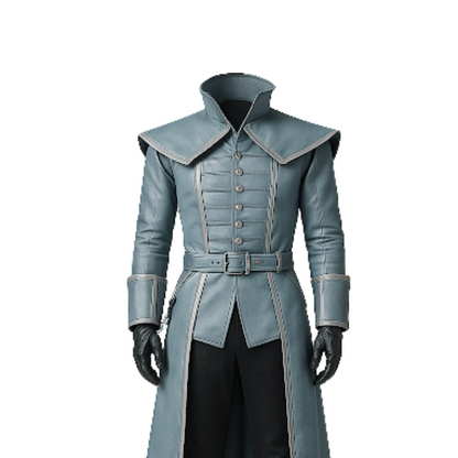 Medieval Leather Trench Coat: Gothic High Collar, LARP Cosplay