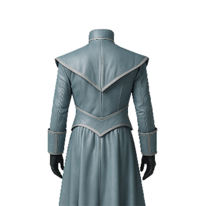 Medieval Leather Trench Coat: Gothic High Collar, LARP Cosplay