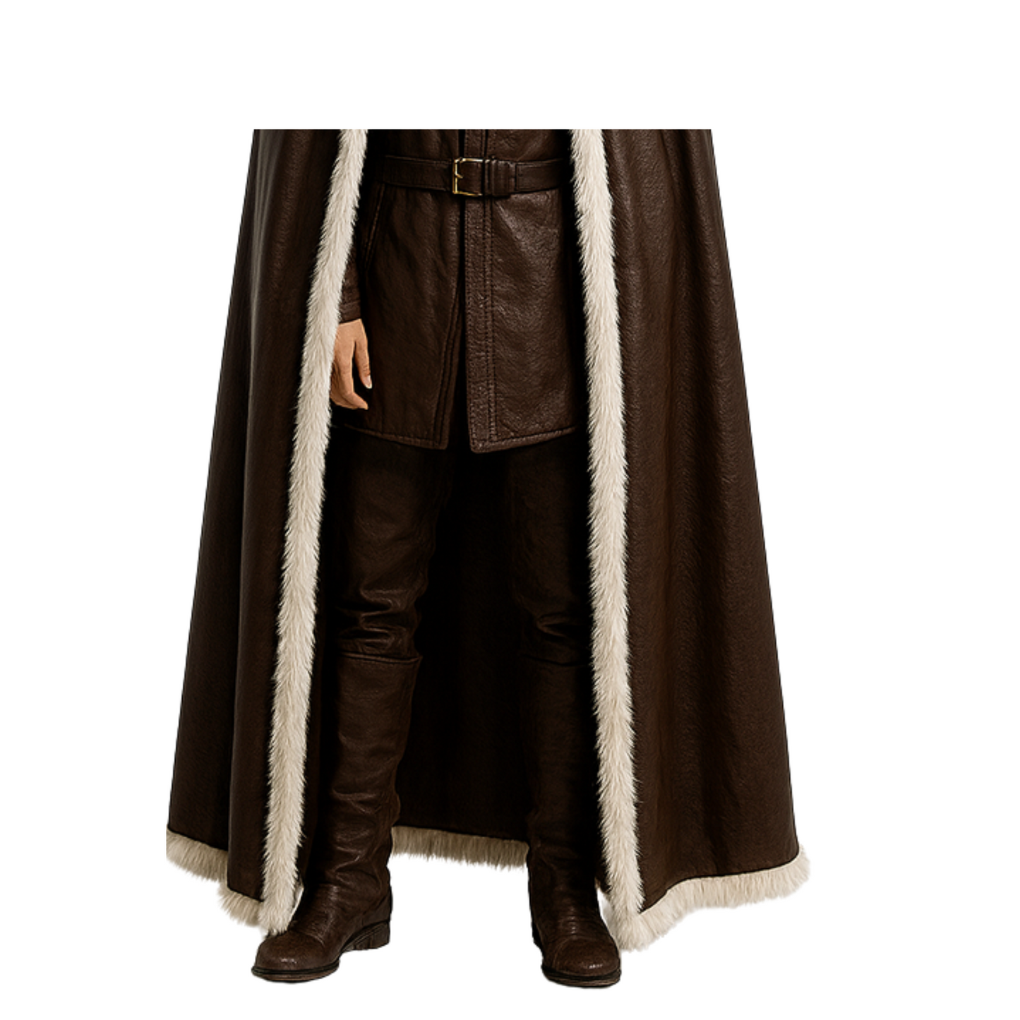 The Winter Forager – Brown Viking Cloak with Fur - Medieval Ranger Costume, Hooded Cape, Fantasy LARP & Cosplay Outfit, Renaissance Faire
