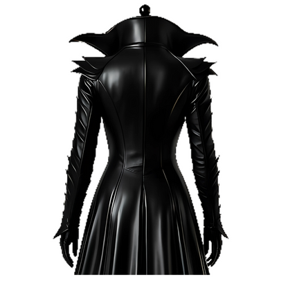 Vampire Queen Leather Coat Set - Gothic High Collar Trench Coat with Red Vest - Halloween Cosplay Costume - Dark Fantasy LARP Outfit