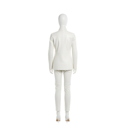 Women's Leather Suit – Asymmetrical Jacket & Slim Pants, Avant Garde Fashion