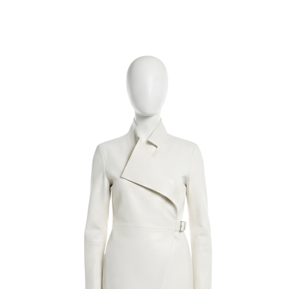 Women's Leather Suit – Asymmetrical Jacket & Slim Pants, Avant Garde Fashion